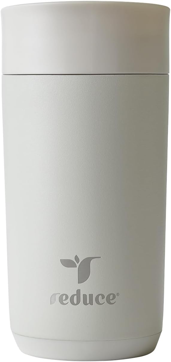 REDUCE Perk 10oz Insulated Coffee Tumbler – Leak-Proof with Lockable Lid and Vacuum Insulation–Durable Stainless Steel–Fits Car Cup Holders–One-Handed Travel Mug in Sand Leopard Print - Linen