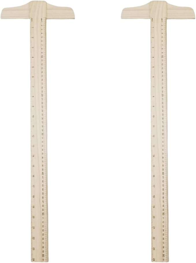 2 Pcs 24 Inches Wood T-Square, Wooden Ruler for Art Framing, Drafting, Home, Office Ruler, School Supplies, 2 Scale