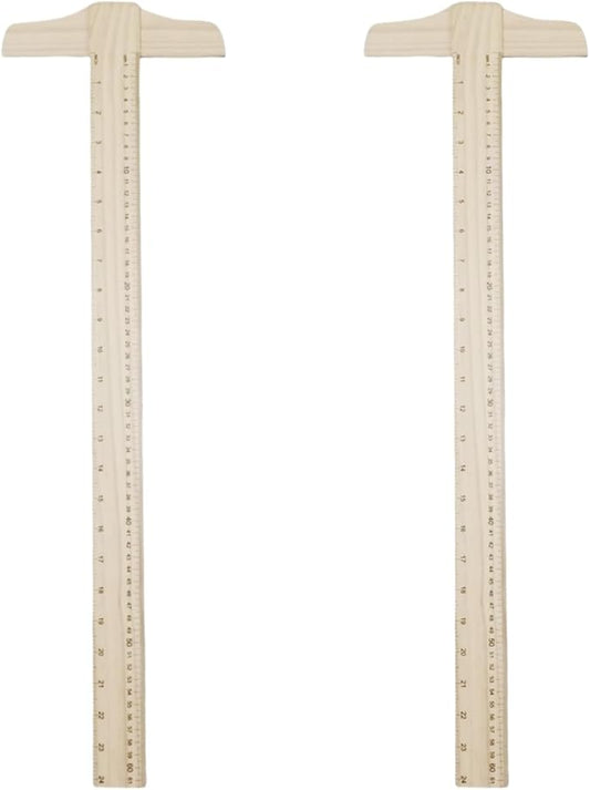 2 Pcs 24 Inches Wood T-Square, Wooden Ruler for Art Framing, Drafting, Home, Office Ruler, School Supplies, 2 Scale