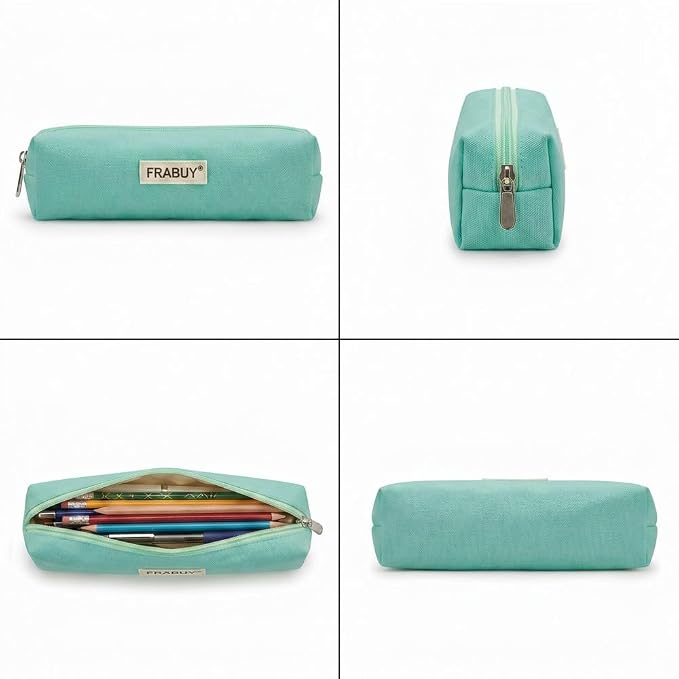 Canvas Pencil Case Pouch – Multipurpose Pen Bag Stationery Teal | Heavy-duty canvas, smooth alloy zipper, cute organizer for girls and boys, ideal for stationery, cosmetics, tech gear