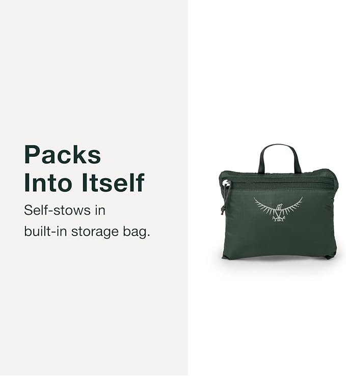 Osprey Ultralight Collapsible Stuff Pack, Green OS | travel organizer, packing cube, toiletry bag, carry on accessory, Green color, OS size