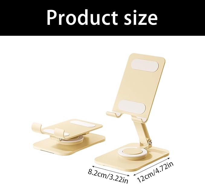Carbon Steel Desktop Phone Stand Foldable Adjustable with Rotating Base for Video Calls Phone Tablet Portable Foldable Adjustable Desktop Rotating Desk Video Calling Online Learning Movie Hands