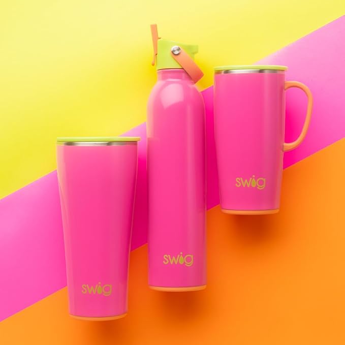 Swig Life 32oz Insulated Tumbler, Travel Coffee Tumbler with Lid, Cup Holder Friendly Travel Coffee Mug, Stainless Steel with Lid (Tutti Frutti)
