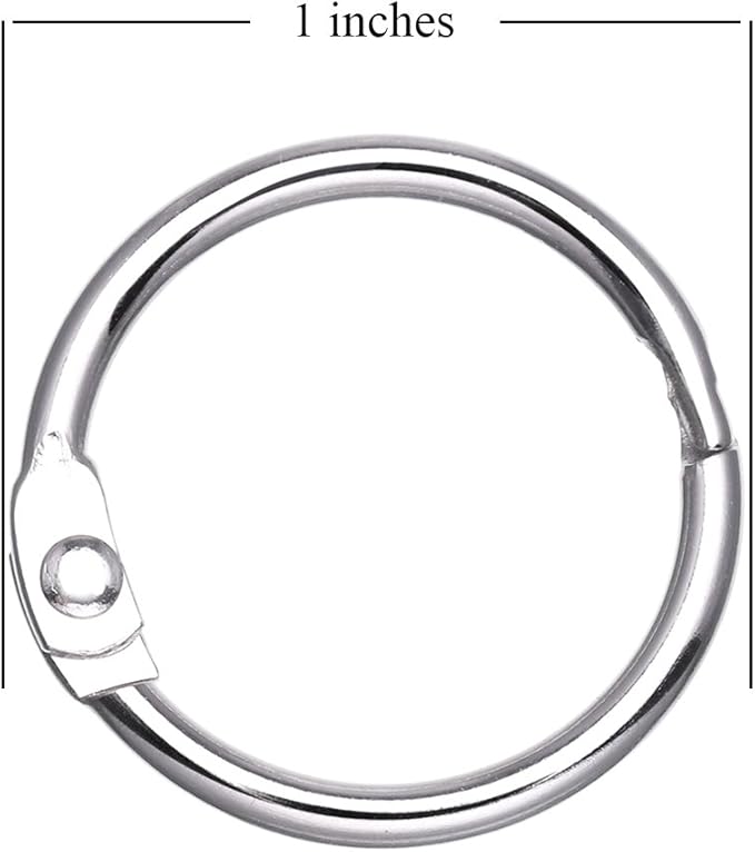 Antner 1 Inch Loose Leaf Binder Rings, 50 Pack Nickel Plated Small Metal Office Book Rings Keychain Keyrings for Paper, Index Cards, Flashcards, Scrapbooks, Home and Office Documents Organization