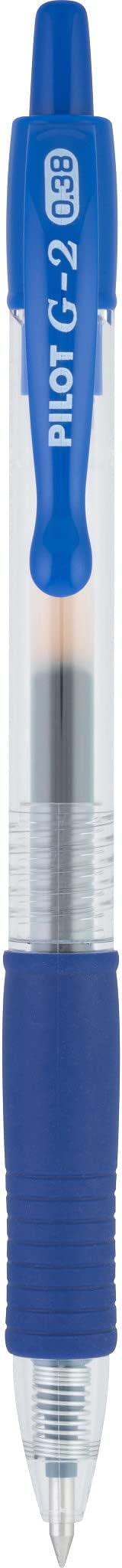 PILOT G2 Premium Refillable and Retractable Rolling Ball Gel Pens, Ultra Fine Point, Gel Ink Pens, 0.38mm, Blue Ink, 12 Count (Pack of 12)