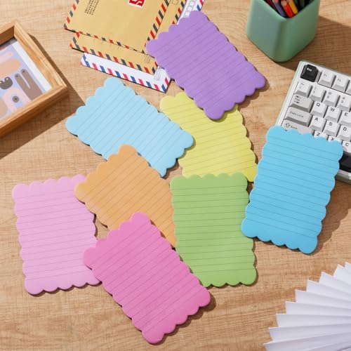 Eaasty 8 Pack Scalloped Sticky Notes Lined 4" X 6" Rainbow Memo Pads