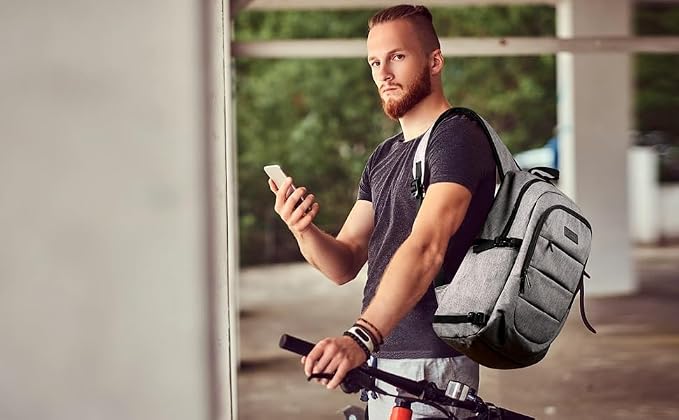 Tzowla Travel Laptop Backpack Water Resistant Anti-Theft Bag with Giant Tumbler Holder Pocket and Lock 17.3 Inch Computer Business Backpacks for Women Men Work College Gift,Casual Daypack(Grey)