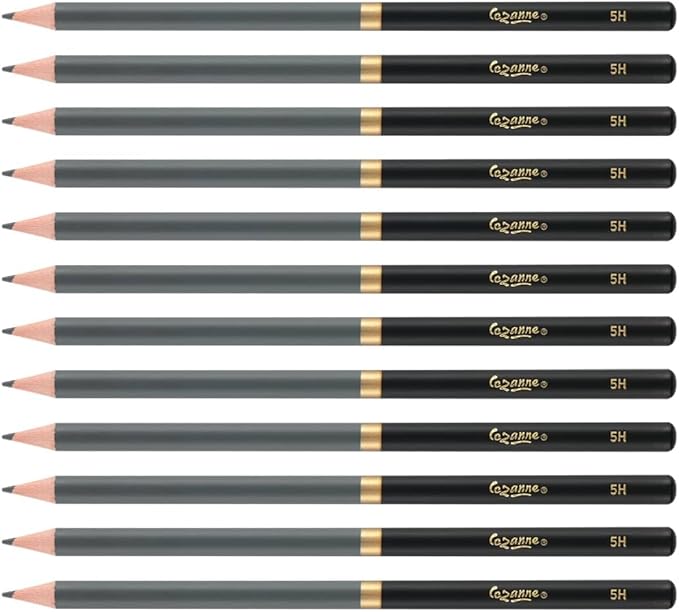 Cezanne Graphite Drawing Pencils Set - 5H, Set of 12 Break-Resistant Graphite Lead, Easy-to-Sharpen Sketch Pencils, Master Artist Quality Graphite Pencils for Technical and Artistic Drawing