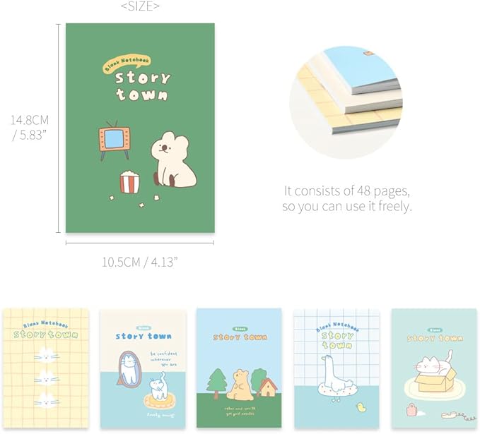 Monolike Story town Afternoon mini notebook 6p B-SET_Mini note, Pocket note, Blank note, Pocket size, a portable note, 48pages