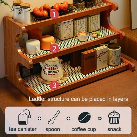 Desktop Shelf Organizer, Bamboo Desktop Bookshelf, 3-Tier Organization Shelves for Top of Desk for Dorm College Table Top Shelving Display Stand for Living Room/Home