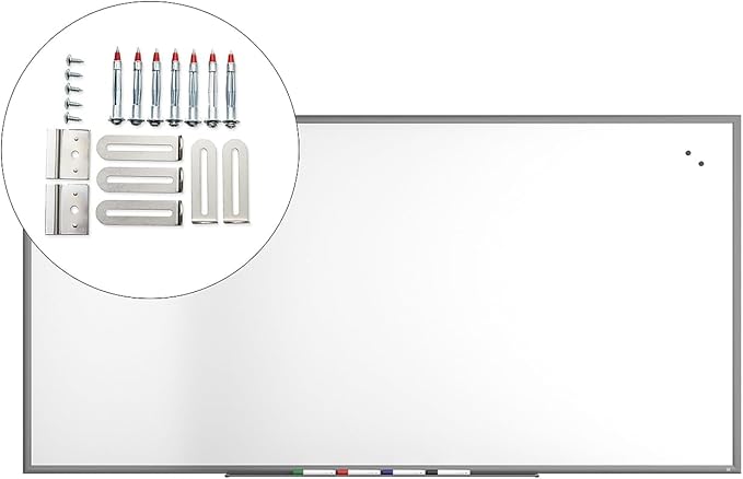 Staples TRU RED Magnetic Porcelain Dry Erase Board, Gunmetal Frame, 8-ft x 4-ft (TR61188)