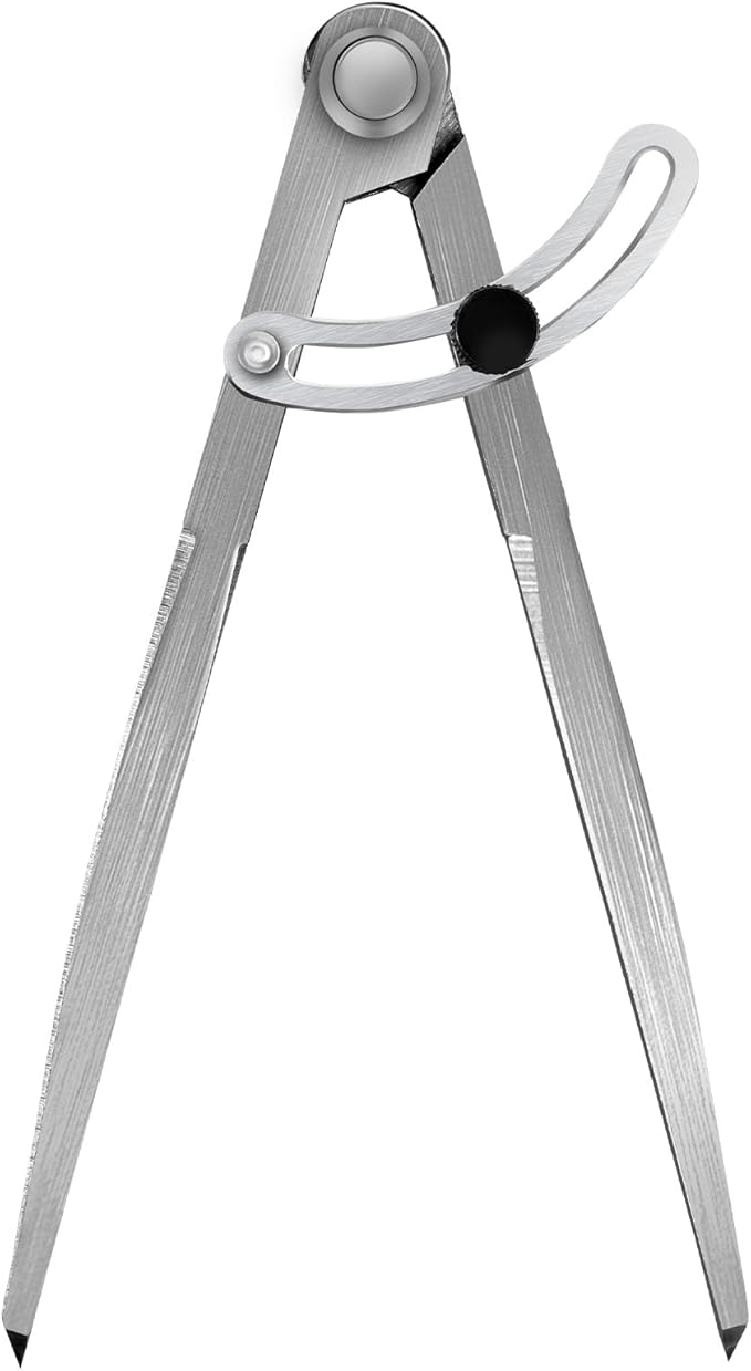 8 inch Professional Compass with Wing, Alloy Divider, Compass Geometry Tool, Metal Leather Work Scribe Tool Woodworking Drafting Carpenter Compass for Geometry