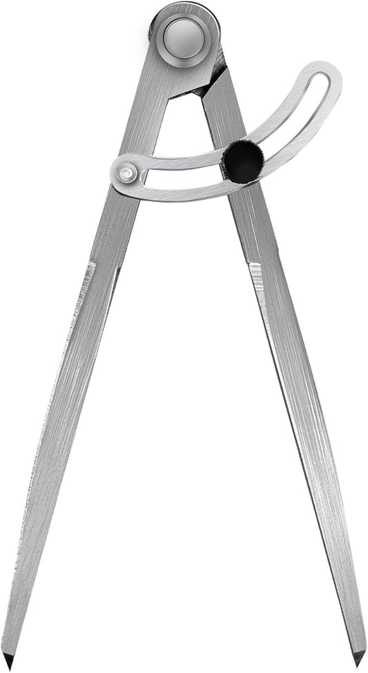 8 inch Professional Compass with Wing, Alloy Divider, Compass Geometry Tool, Metal Leather Work Scribe Tool Woodworking Drafting Carpenter Compass for Geometry