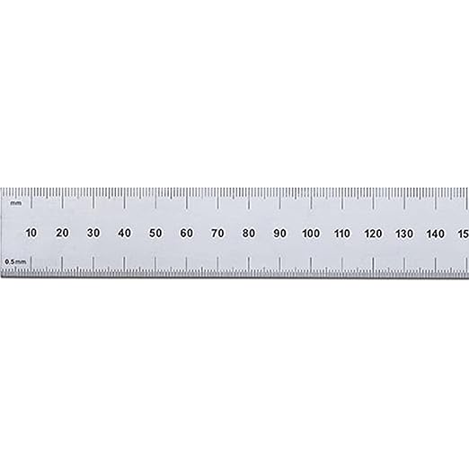 PEC Tools 6"/150mm Rigid Metal Ruler, Satin Chrome Carbon Steel Machinist Rule, Decimal & Metric Graduation (1/10", 1/100", 0.5mm, 1mm), Fully Hardened and Tempered, Made in USA