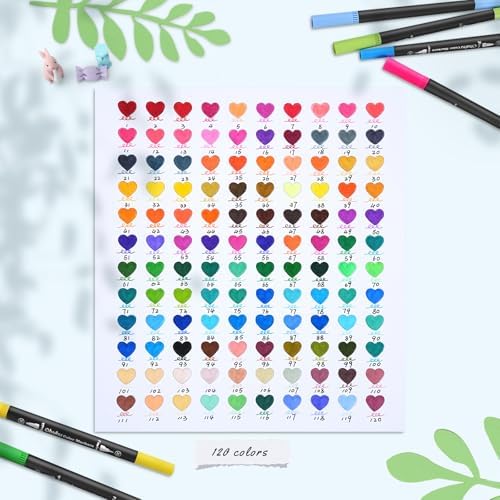 Ohuhu Adult Coloring Book Markers 120 Color Dual Tip Water-Based-Maui-Black