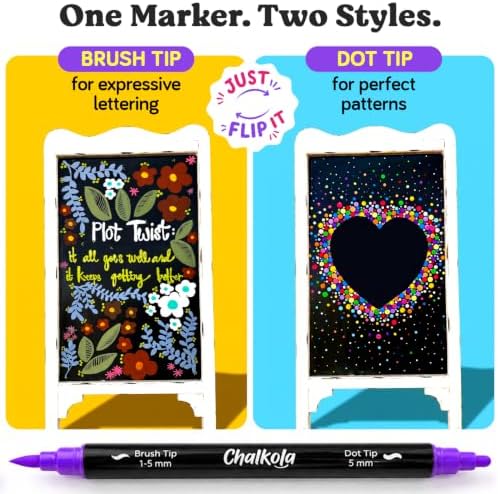 Chalkola 48 Chalk Markers for Chalkboard, Glass & Mirror - Dot + Brush Tip