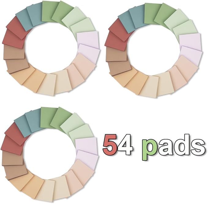 (54 Pack) Pop Up Sticky Notes Refill,3x3 in Popup Notepads,Accordion Stickies Super Sticking Power,Office School Memo Note Pads Vintage Colors,Post on Windows Doors,Recyclable,Easy to Write on