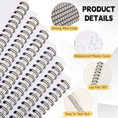 Dunzoom 12 Pack Graph Paper Spiral Notepad A5 & A4 Grid Notebooks Steno Pad Memo Notebook, 160 Pages for Writing Sketching Office, Transparent Plastic Hardcover (Grid Paper,A5)
