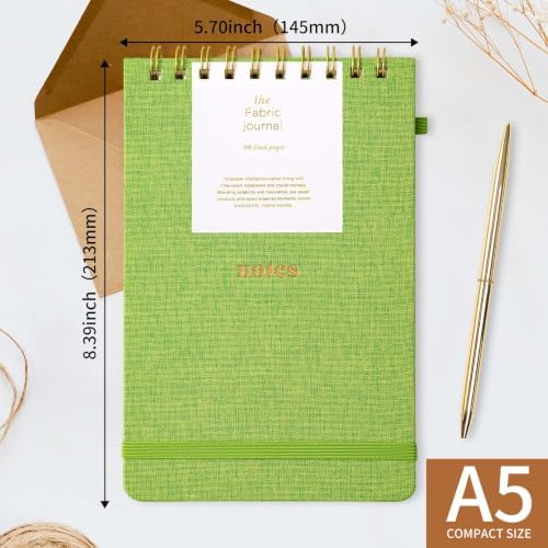 TSFPapier A5 Top Spiral Notebook, Fabric Hardcover College Ruled Journal