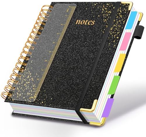 Hardcover Spiral Notebook with Tabs & Dividers, 8.5"x11" 5 Subject