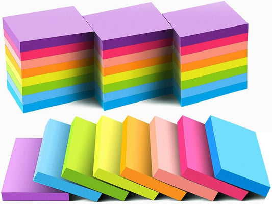 Mini Sticky Notes 1.5x2 Inches, Bright Colors Self-Stick Pads, 24 Pack, 75 Sheets/Pad,1800 Sheets