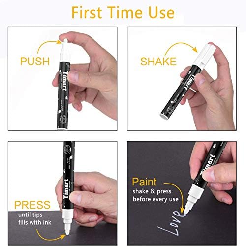 Timart 8 Pack White Chalk Markers, 6mm Liquid Chalk Markers