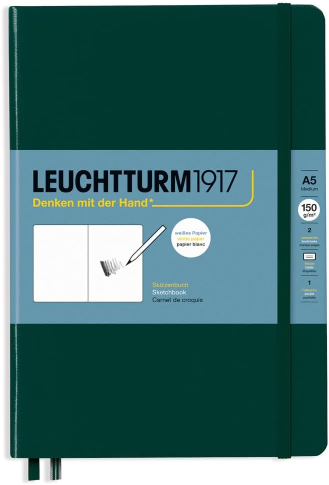 Leuchtturm1917 - Medium A5 Hardcover Sketchbook (Forest Green) - 112 Pages of 150g/m² Paper