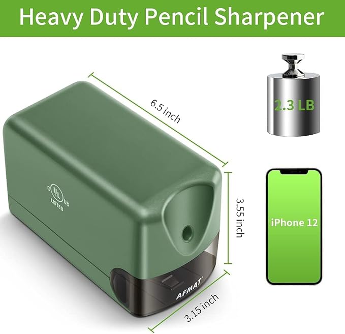AFMAT 2 Pack Electric Pencil Sharpener, Heavy Duty Pencil Sharpener for Classroom, 6.5-8mm No.2/Colored Pencils, UL Listed, 10,000+ Sharpenings for Home, Office, School, PS105