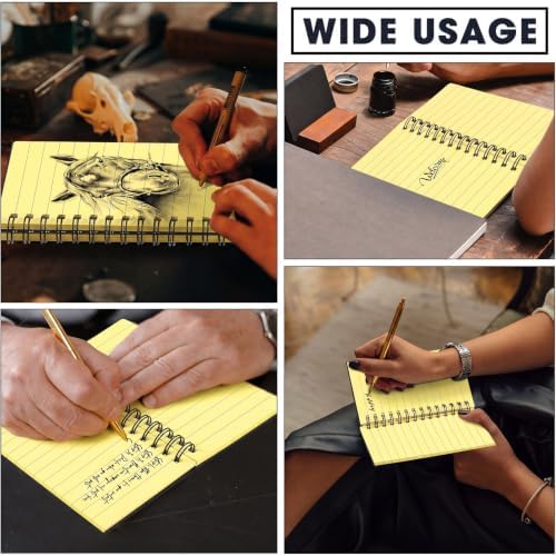 Jutom 2 Pcs Small Spiral Notebook Memo Pad 3x5, Black Cover Yellow Page