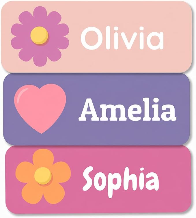 Bunny Badges Personalized Name Labels for Kids (60, 120, or 240 Count) Custom Daycare Labels & Name Stickers for Clothing Tags, Water Bottles, Lunch Boxes and School Supplies (Simple)