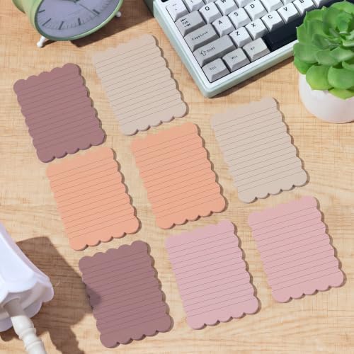 Eaasty 8 Pack Scalloped Sticky Notes Lined 4" X 6" Brown Memo Pads
