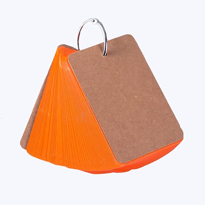 Flash Cards, 1Pcs 50 Sheets Mini Blank Study Cards Revision Cards Index Cards with Binder Ring for School Learning Memory Study Note (Orange)