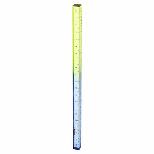 HARFINGTON Acrylic Clear Straight Rulers 20cm Metric Transparent Gradient Three-Dimensional Plastic Ruler Square Cube Measuring Tool for Classroom Office, Blue-Yellow