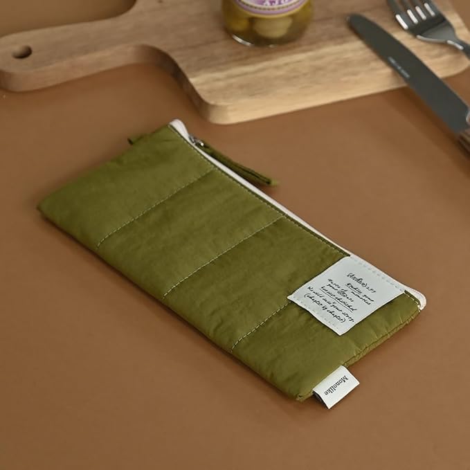 Monolike Archive247 Cushion Pencil Case, 03. Olive - Pencil Pouch, Portable Pencil Bag, Pencil Case, Office Pouch case, Cushion, Soft, Vintage