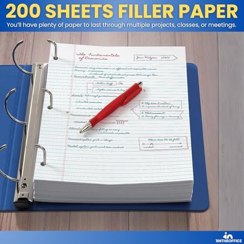 1InTheOffice College Ruled Filler Paper 5.5 x 8.5, 3 Hole Punch Filler Paper, Loose Leaf Paper, White, 200 Sheet/Pack (Pack of 3)
