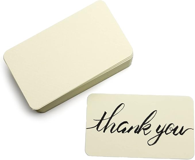 PPAPPAPPIYO 3.5x2 rounded corner index cards180gsm Thick Cardstock, Blank Colored Flash Cards for Study, Notes, Business Cards & Labels, Small Notecards 100 Pack (Warm ivory)