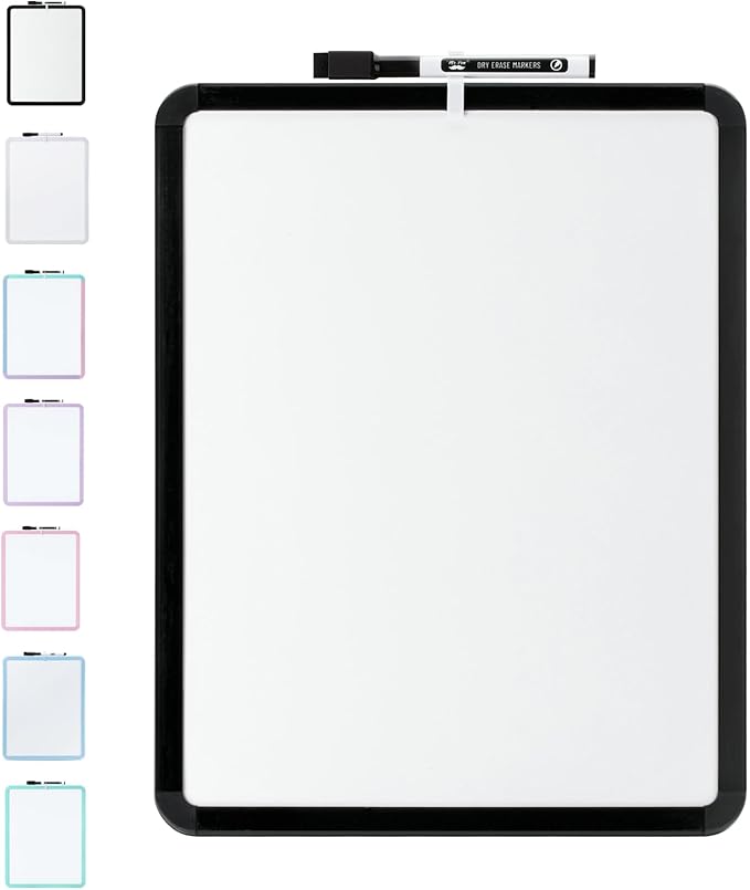 Mr. Pen- Dry Erase Board, 14” x 11” with a Black Dry Erase Marker, Black Frame, Small Mini White Board for Students, Fridge, Wall, Locker, Includes Double Sided Tapes