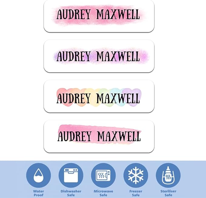 Custom Waterproof Dishwasher Safe Kid Name Labels for Daycare(128 Pack), Camp, School Supply, Baby Bottles, Lunch Boxes and Cups, Travel. Cute Personalized Design Name Stickers (Pattern 16)
