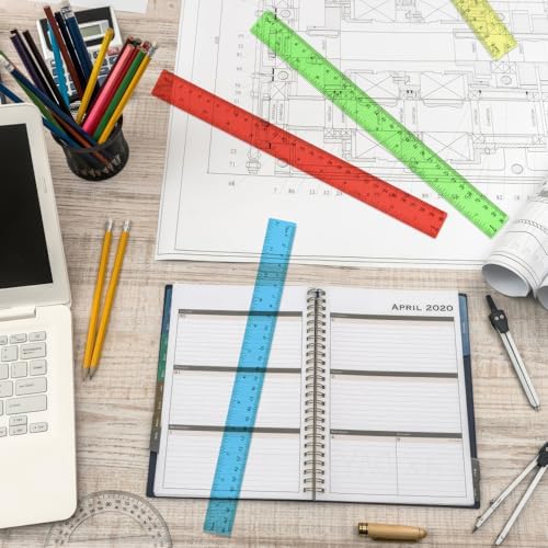 16 Pack Clear Plastic Rulers 12 inch, Ruler Bulk for Classroom and Office