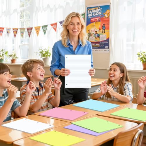 120 Sheets Loose Leaf Paper College Ruled, 8x10.5 Colored Notebook Paper