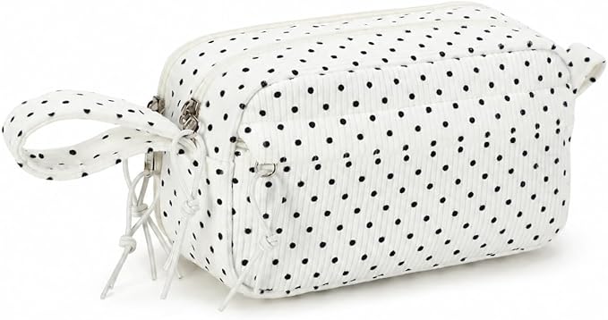 Bluboon Big Capacity Pencil Case Pencil Pouch Pen Case School Supplies Cute Pencil Box Pencil Bag for Teen Girls Boys Women Man (Black dots - White)