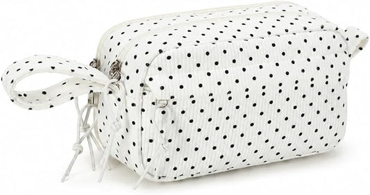 Bluboon Big Capacity Pencil Case Pencil Pouch Pen Case School Supplies Cute Pencil Box Pencil Bag for Teen Girls Boys Women Man (Black dots - White)