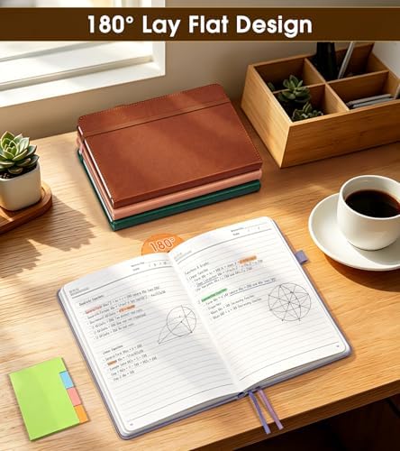 Lined Journal Notebook, A5 Hardcover Leather Journals for Writing, 160 Numbered Pages, 5.7'' x 8.3'' Journaling Notebooks for Men Women, Thick Paper College Ruled Journal for Work Office School, Purple