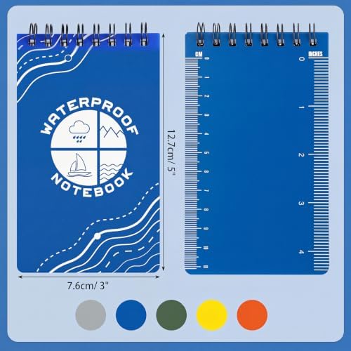 Thboxes 10 Pack Waterproof Pocket Notebooks, 5 x 3 Inch, Top Spiral Pad Set