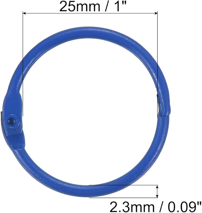 PATIKIL Loose Leaf Binder Rings 1 Inch, 5 Pack Metal Flash Card Book Binding Rings for Key Chain Index Card Scrapbooks, Bright Blue