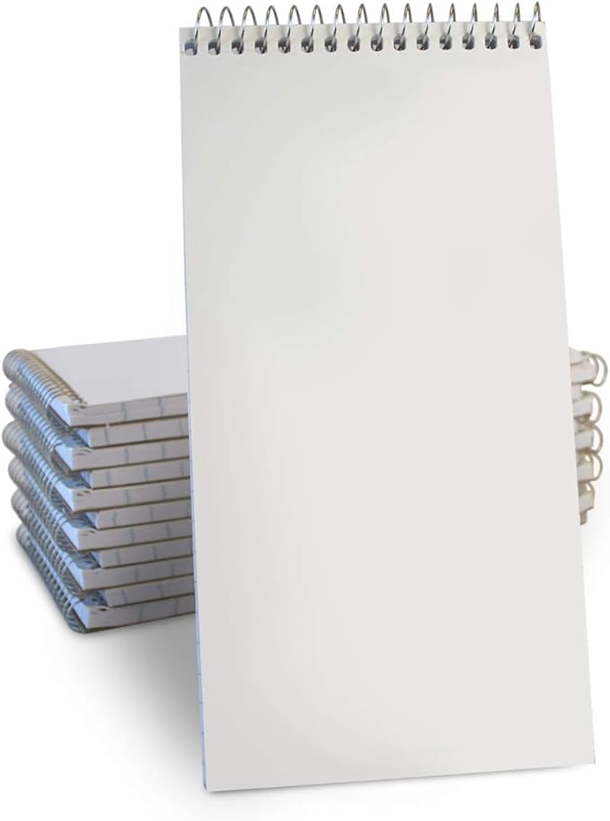 Portage Reporters Notebook – Top Bound Spiral Notepad, Blank Cover Steno Note Book, Perfect for Reporters & Journalists Taking Notes in the Field, Gregg Ruled – 4 x 8 In, 70 Sheets, 12 Pack