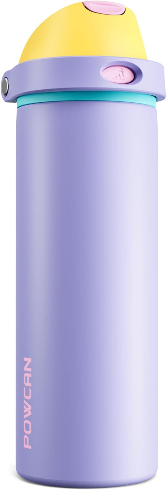 POWCAN 24 oz Insulated Water Bottle: 2-in-1 Push-Button Spout & Quick-Flip Straw, Leakproof, Cold 24Hrs, Fits Car Cup Holder, Metal Sports Water Bottle, Gift for Women, Girls, Daughter (Tangled Shine)