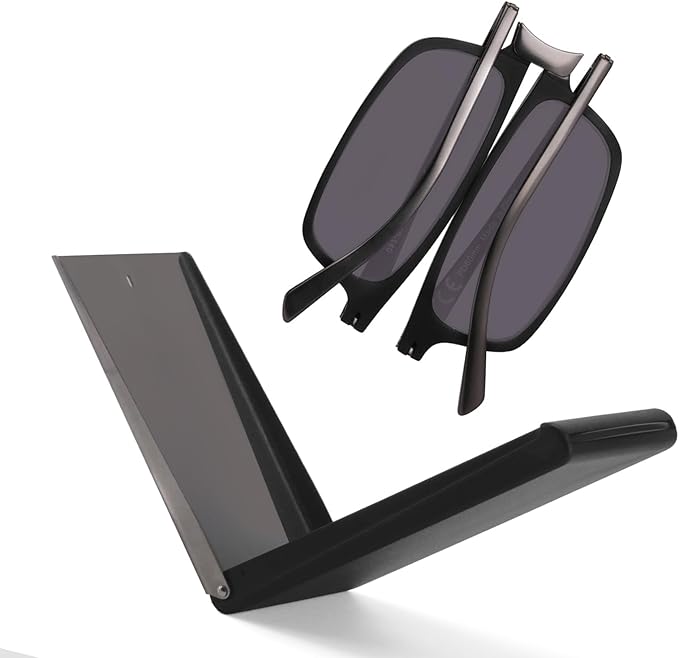 SKYOAK Unbreakable Evolved Folding Reading Sunglasses Women Men Blue Light Blocking Anti UV Eyestrain Foldable Portable Compact Lens Sun Readers Upgraded Metal Case Pocket Computer glasses 2.0 BLACK