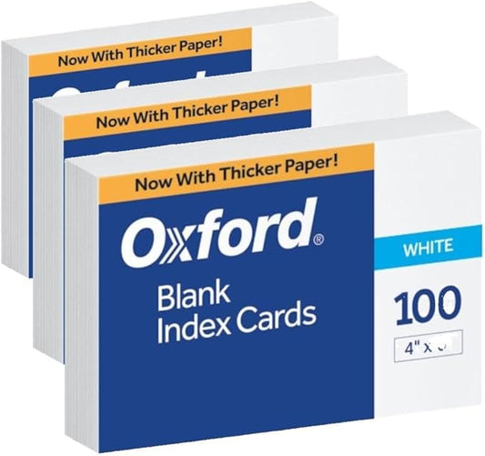 Oxford Blank Index Cards, 4" x 6", White, 100/Pack (Pack of 3)