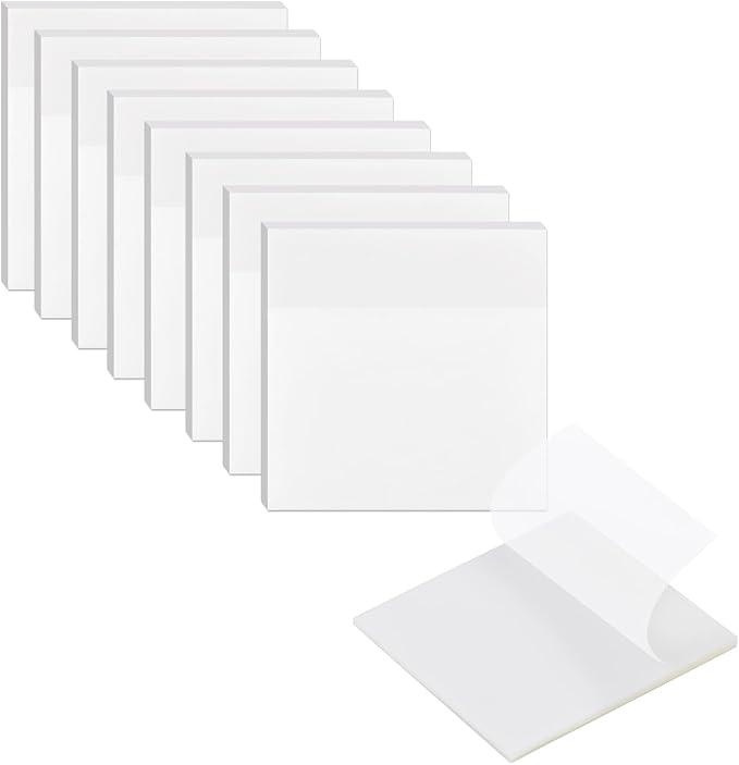 400 Sheets Transparent Sticky Notes, 3x3 inch 8 Pads Clear Sticky Notes, Self-Stick Translucent See Through Post Note Pads for Books Annotation